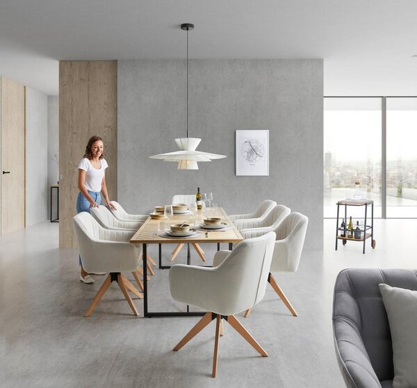 Výsuvný jídelní stůl CATALINA dyha dub/MDF 180-240 cm