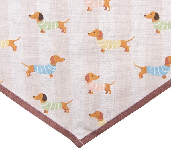 Bavlněný běhoun na stůl s jezevčíky v pyžamu Pastel Puppies – 50x160 cm