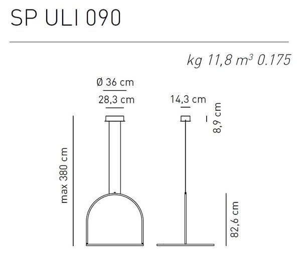 Axolight U-Light, závěsné svítidlo, 63W LED, 3000K, černá, prům. 90cm
