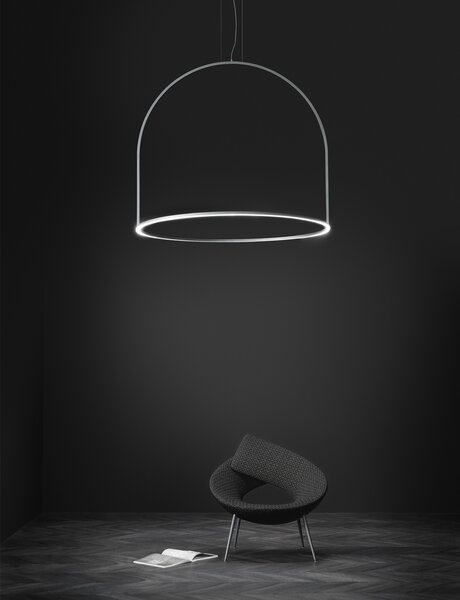 Axolight U-Light, závěsné svítidlo, 63W LED, 3000K, černá, prům. 90cm