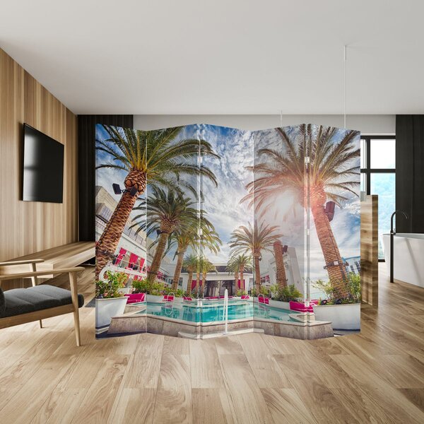 Paraván - Palmy s bazénem (210x170 cm)