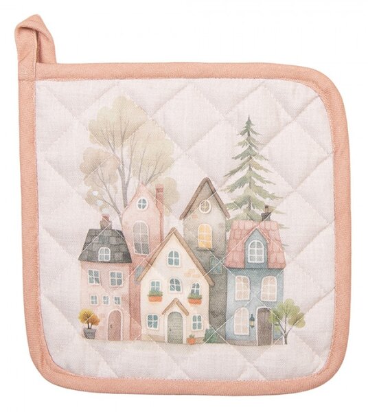 Kuchyňská chňapka / podložka pod hrnec se srdcem a domečky Home Sweet Home – 20x20 cm