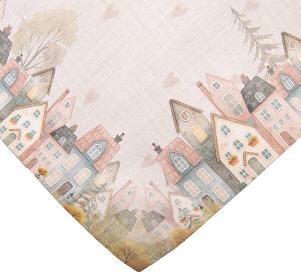 Bavlněný ubrus se srdcem a domečky Home Sweet Home – 100x100 cm
