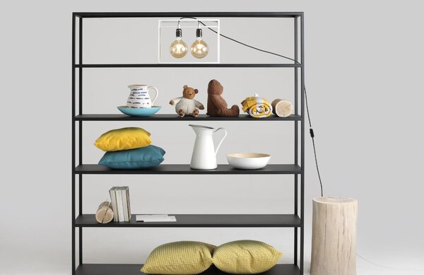 Nordic Design Černý kovový regál Hypper 150 x 180 cm