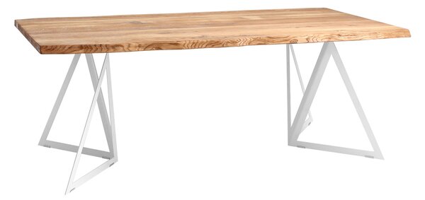 Nordic Design Dubový jídelní stůl Geometric 200 x 100 cm s bílou podnoží
