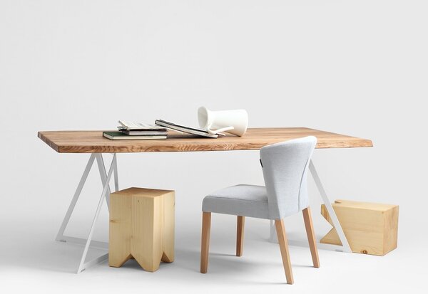 Nordic Design Dubový jídelní stůl Geometric 200 x 100 cm s bílou podnoží