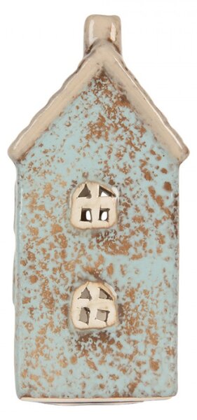 Keramický modrý svícen na čajovou svíčku ve tvaru domečku Oisterwijk X – 9x7x16 cm