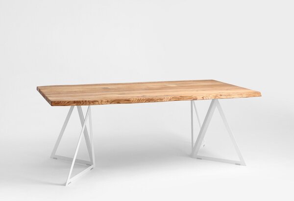 Nordic Design Dubový jídelní stůl Geometric 200 x 100 cm s bílou podnoží