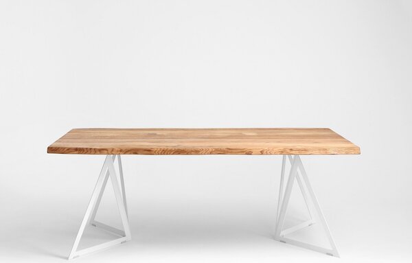 Nordic Design Dubový jídelní stůl Geometric 200 x 100 cm s bílou podnoží