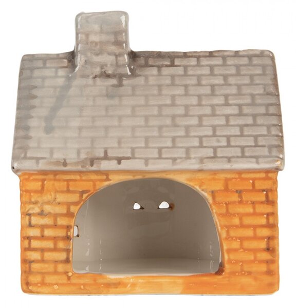 Keramický oranžový svícen na čajovou svíčku ve tvaru domečku Nuenen X – 13x8x14 cm