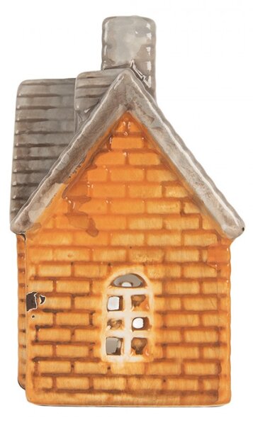 Keramický oranžový svícen na čajovou svíčku ve tvaru domečku Nuenen X – 13x8x14 cm