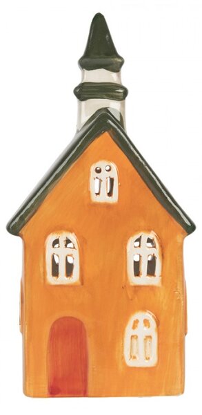 Keramický oranžový svícen na čajovou svíčku ve tvaru radnice Oisterwijk V – 11x7x21 cm