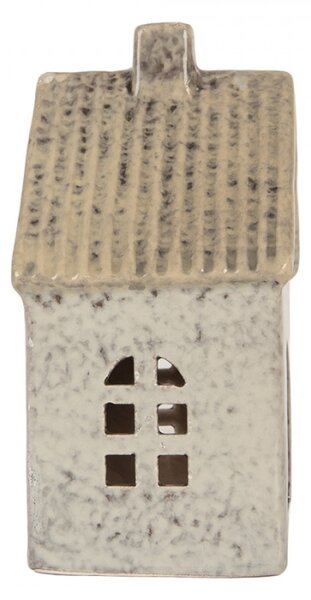 Keramický béžový svícen na čajovou svíčku ve tvaru domečku Oisterwijk VII – 11x8x16 cm