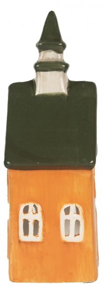 Keramický oranžový svícen na čajovou svíčku ve tvaru radnice Oisterwijk V – 11x7x21 cm