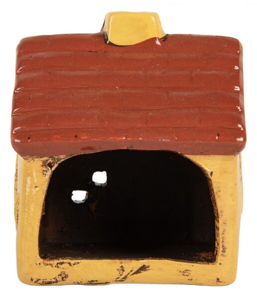 Keramický žlutý svícen na čajovou svíčku ve tvaru domečku Rijssen V – 8x7x10 cm