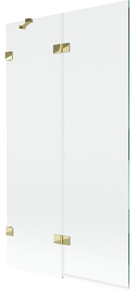Mexen Lunar vanová zástěna dvoukřídlá levá 100 x 150 cm, transparentní, zlatá - 897-100-100-50-00-L