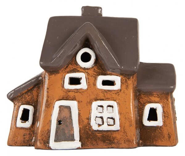 Keramický oranžový svícen na čajovou svíčku ve tvaru domečku Rijssen IX – 20x11x16 cm