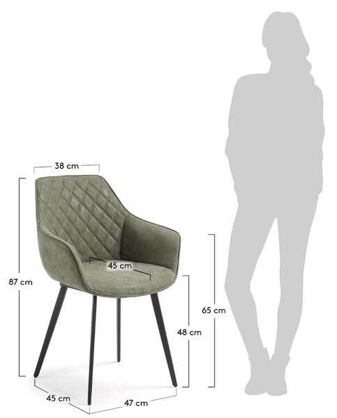 Tmavě zelená koženková jídelní židle Kave Home Amira