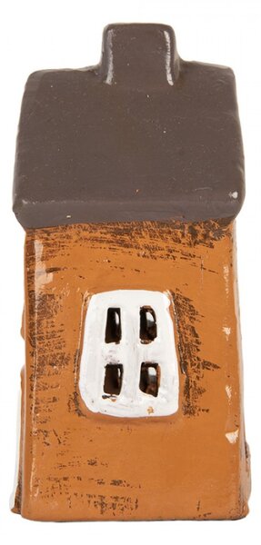 Keramický oranžový svícen na čajovou svíčku ve tvaru domečku Rijssen I – 9x7x12 cm