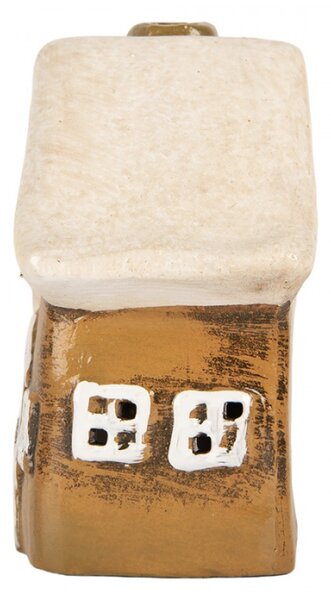 Keramický béžový svícen na čajovou svíčku ve tvaru domečku Woudenberg X – 13x7x13 cm