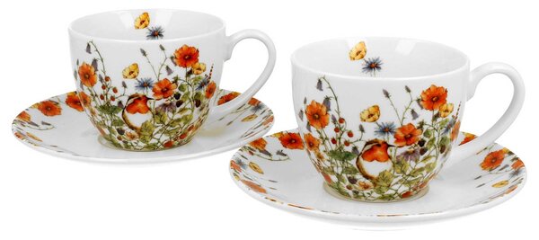 Porcelánový šálek s podšálkem Wild Birds 280 ml sada 2ks
