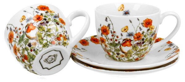 Porcelánový šálek s podšálkem Wild Birds 280 ml sada 2ks