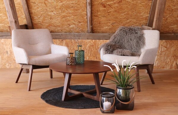 Nordic Living Ořechový konferenční stolek Taby 75 cm