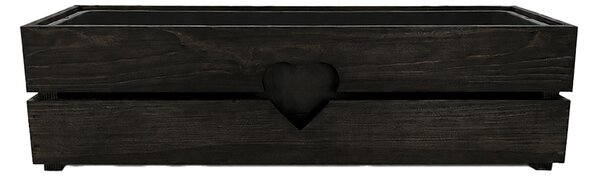 AMADEA Dřevěný obal na truhlík se srdcem - tmavý, 62x21,5x17cm Český výrobek