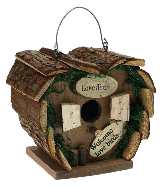 Ptačí budka Love Birds, 17x17x12 cm, dřevo, hnědá