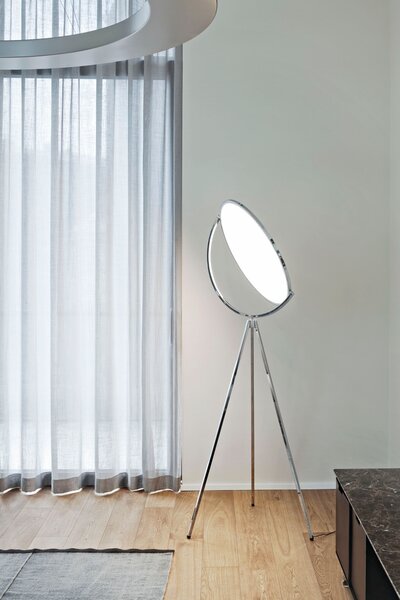 Flos F6630057 Superloon, chromová stojací designová lampa se stmívačem, 40W LED, 197cm
