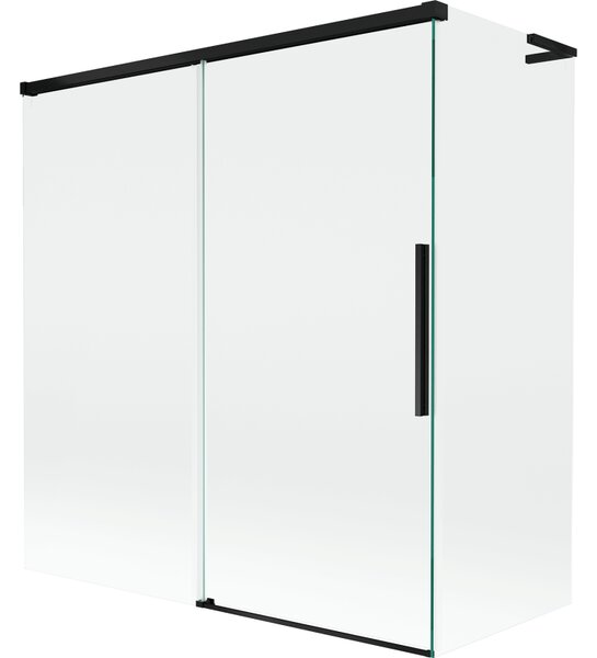 Mexen Rox L vanová zástěna, dvoukřídlá posuvná 150 + 70 x 150 cm, transparentní, černá - 8C9L-150-070-70-00