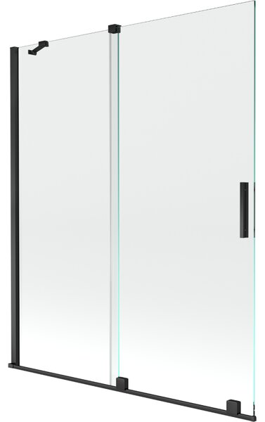 Mexen Velar vanová zástěna 2-křídlová posuvná 140 x 150 cm, transparentní, černá - 896-140-000-01-70