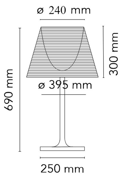 Flos F6303030 KTribe T2, designová stolní lampa se stmívačem, 1x105W E27, kouřová, výška 69cm