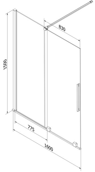 Mexen Velar, 2-křídlová posuvná vanová zástěna 160 x 150 cm, 8mm čiré sklo, bílý profil, 896-160-000-01-20