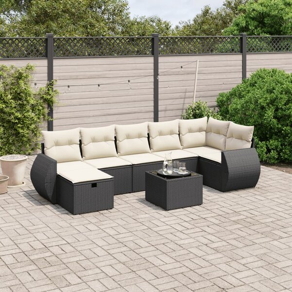 8dílná zahradní sedací souprava s poduškami černá polyratan 3264132