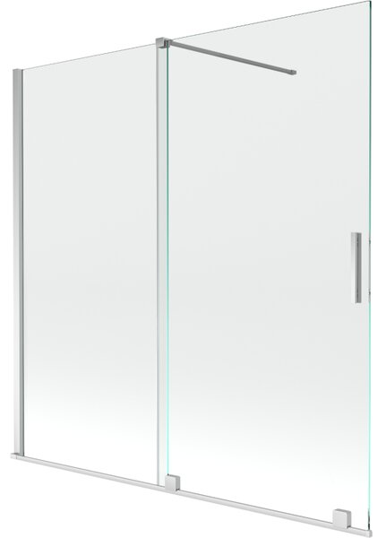 Mexen Velar vanová zástěna 2-křídlová posuvná 160 x 150 cm, transparentní, chrom - 896-160-000-01-01