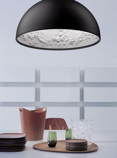 Flos F0002031 Skygarden S2, matně černé závěsné svítidlo s vnitřním štukem, 1x205W E27, prům. 90cm