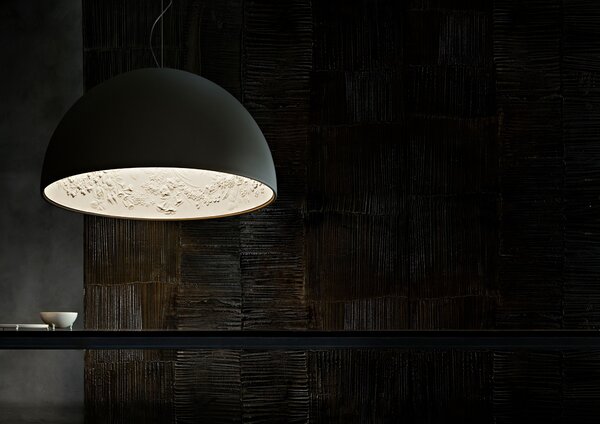 Flos F0002031 Skygarden S2, matně černé závěsné svítidlo s vnitřním štukem, 1x205W E27, prům. 90cm
