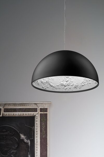 Flos F0002031 Skygarden S2, matně černé závěsné svítidlo s vnitřním štukem, 1x205W E27, prům. 90cm
