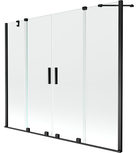 Mexen Velar Duo vanová zástěna 2-křídlová posuvná 170 x 150 cm, transparentní, černá - 896-170-000-02-70