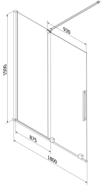 Mexen Velar vana zástěna 2-křídlá posuvná 180 x 150 cm, transparentní, chrom - 896-180-000-01-01
