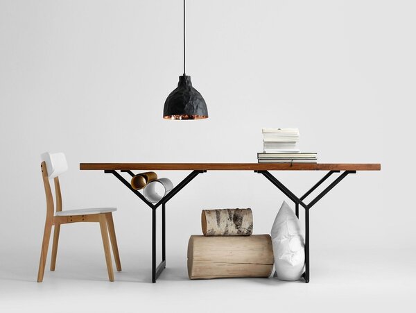 Nordic Design Přírodní masivní jídelní stůl Porto 180x90 cm s černou podnoží