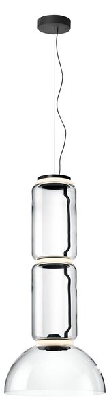 Flos F0273000 Noctambule S2 Low Cylinder and Bowl, závěsné svítidlo ze skla, 3x9W + 1x18W LED 2700K, výška 120cm