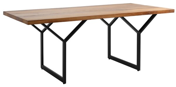 Nordic Design Přírodní masivní jídelní stůl Porto 180x90 cm s černou podnoží