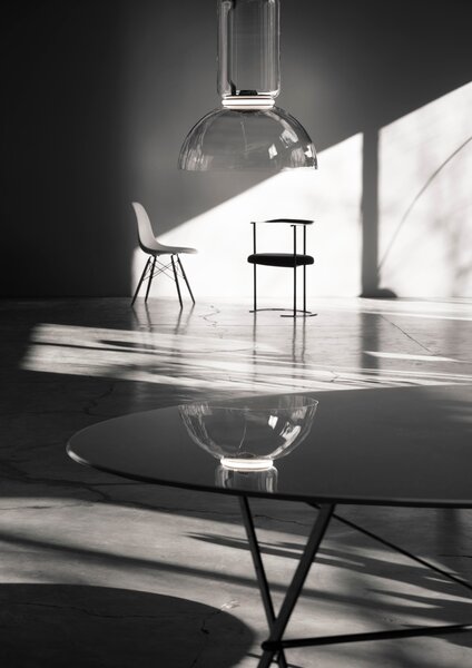 Flos F0275000 Noctambule S4 Low Cylinder and Bowl, závěsné svítidlo ze skla, 5x9W + 1x18W LED 2700K, výška 210cm