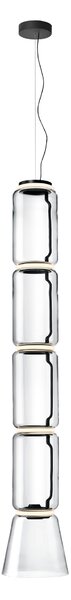 Flos F0272000 Noctambule S4 Low Cylinder and Cone, závěsné svítidlo ze skla, 5x9W + 1x18W LED 2700K, výška 217cm