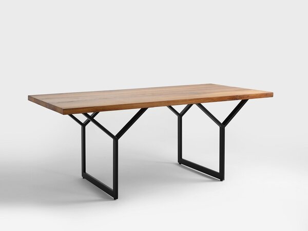 Nordic Design Přírodní masivní jídelní stůl Porto 180x90 cm s černou podnoží