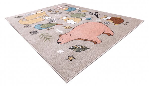 Makro Abra Dětský kusový koberec FUN Lesní zvířátka medvěd liška zajíc béžový Rozměr: 120x170 cm