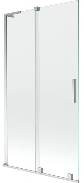 Mexen Velar L vanová zástěna 2-křídlová posuvná 100 x 150 cm, transparentní, chrom - 896-100-003-01-01