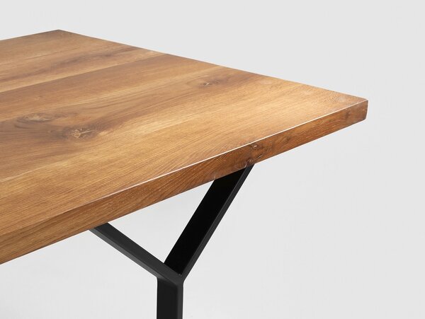 Nordic Design Přírodní masivní jídelní stůl Porto 180x90 cm s černou podnoží